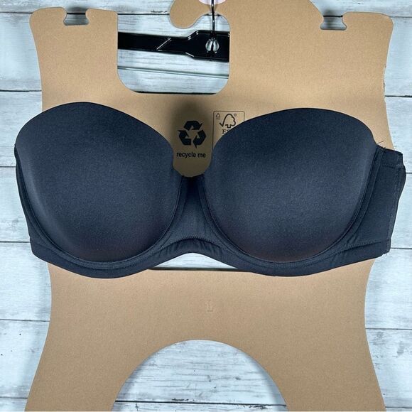 Wacoal Strapless Underwire Padded Black Bra 40DD CLEAN 854119 - Picture 2 of 6